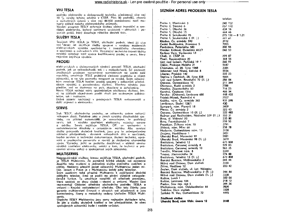 TESLA KATALOG 1975 INFO service manual (2nd page)