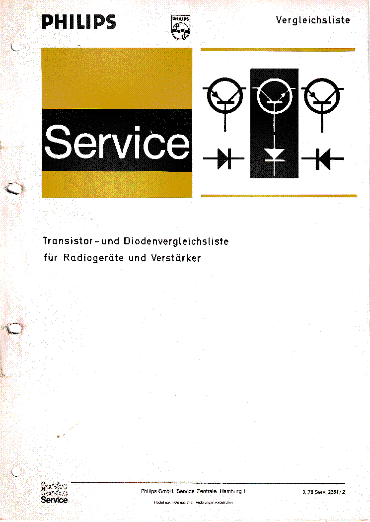 PHILIPS CROSS-REFERENCE TRANSISTORS AND DIODES FOR RECEIVERS AND AMPLIFIERS 1978-03 service manual (1st page)